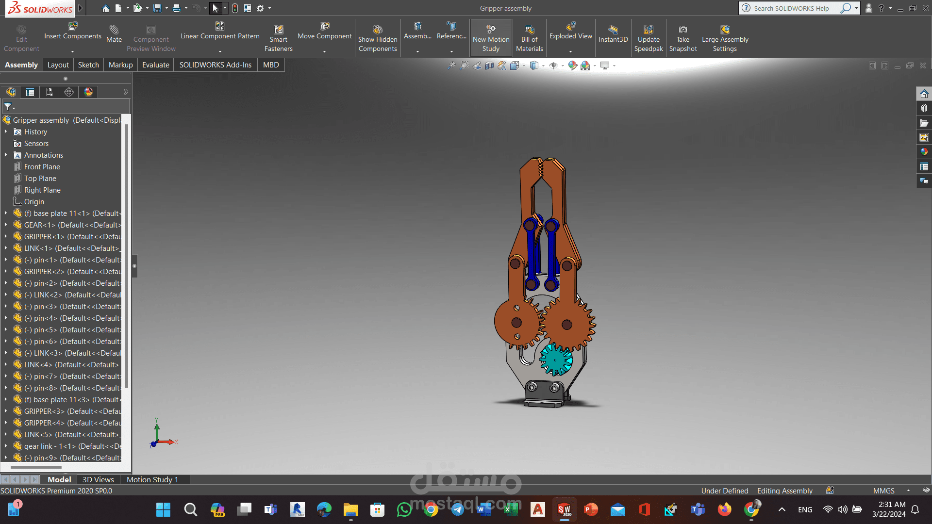 solid works design gipper robot
