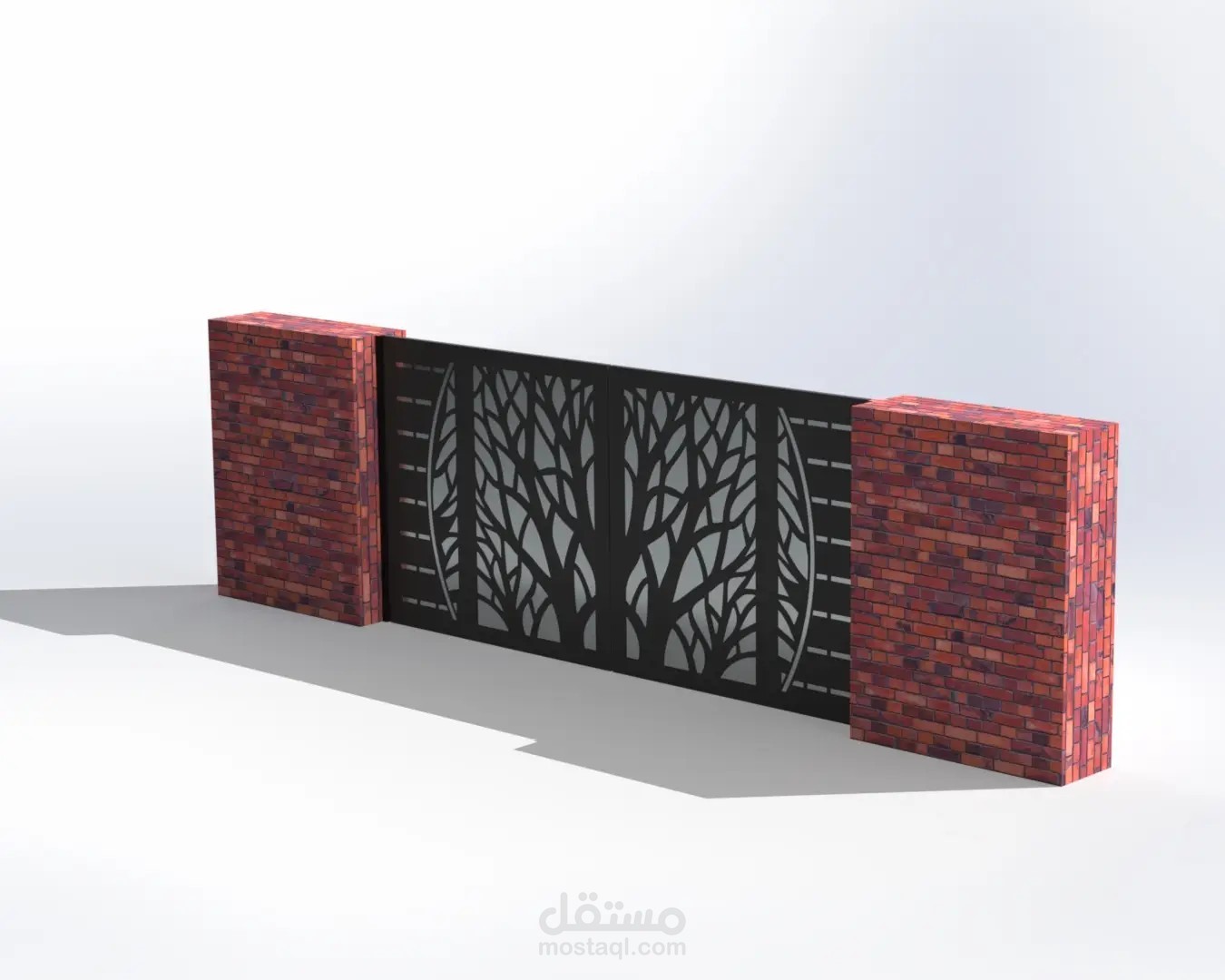 تصميم وتنفيذ بوابة معدنية ديكورية باستخدام قص ليزر وهيكل إنشائي