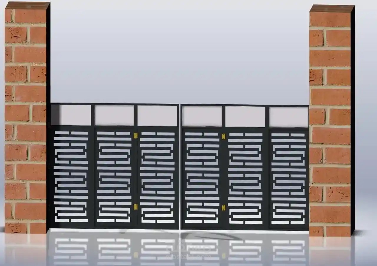 تصميم وتنفيذ بوابة معدنية متعددة الأجزاء بنمط قص ليزر حديث