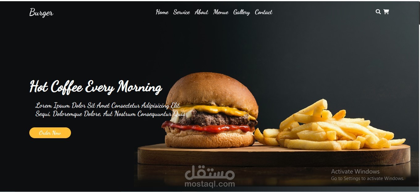 مطعم برجر مناسب لجميع الشاشات
