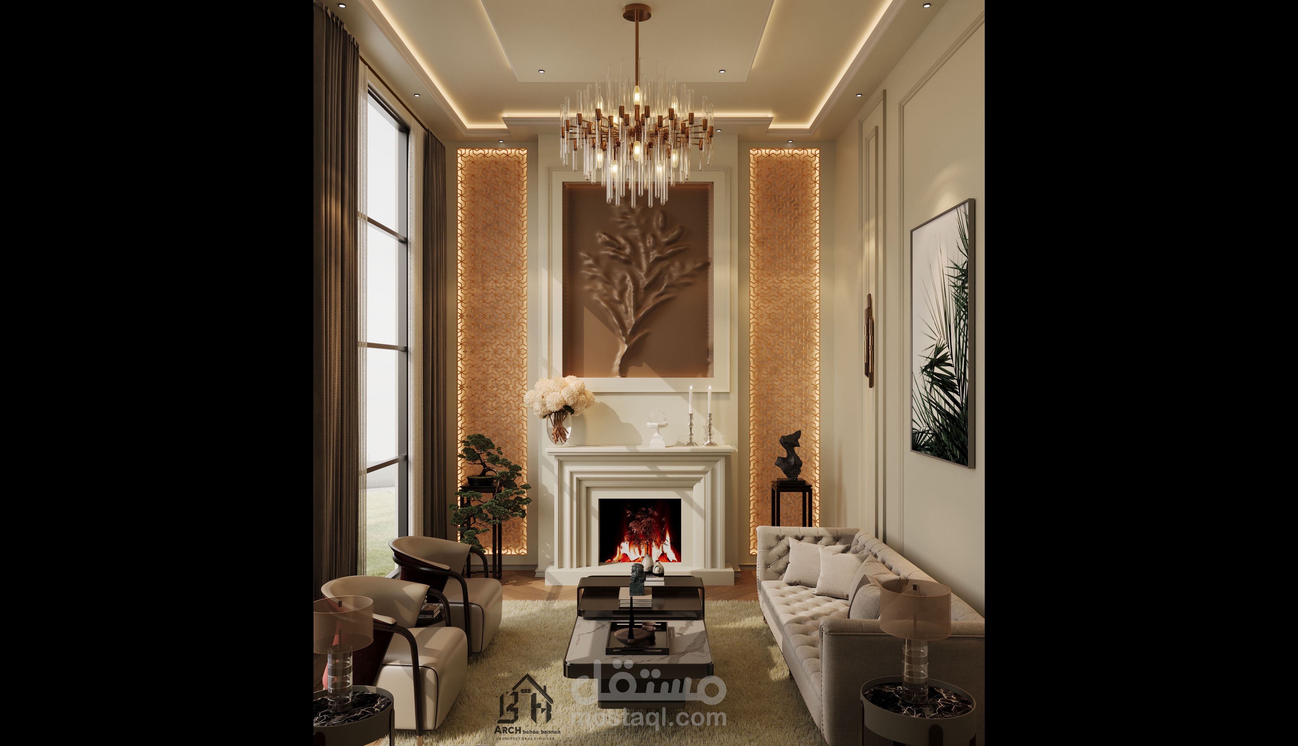 تصميم داخلي لغرفة جلوس