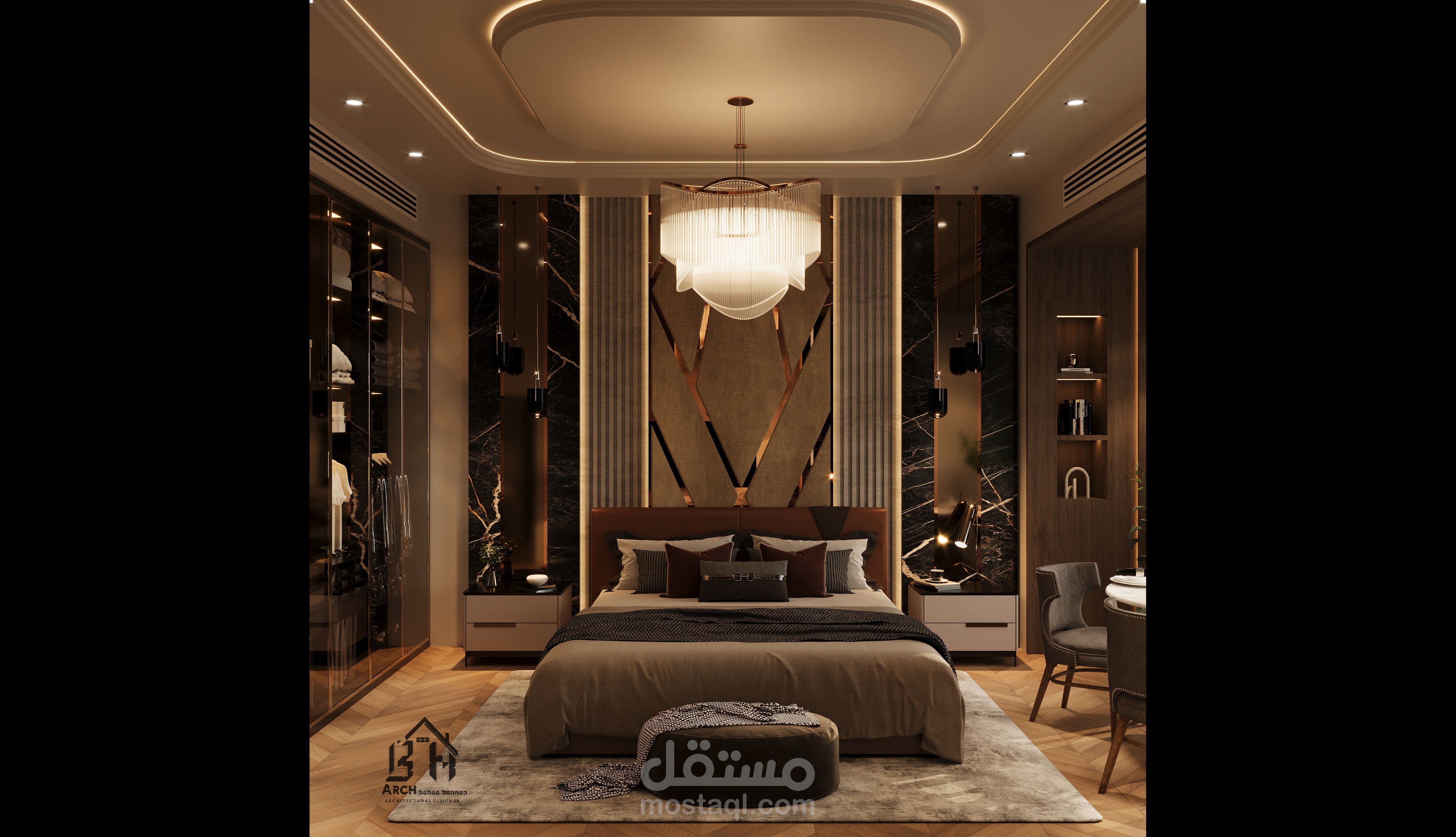 تصميم داخلي لغرفة نوم ماستر