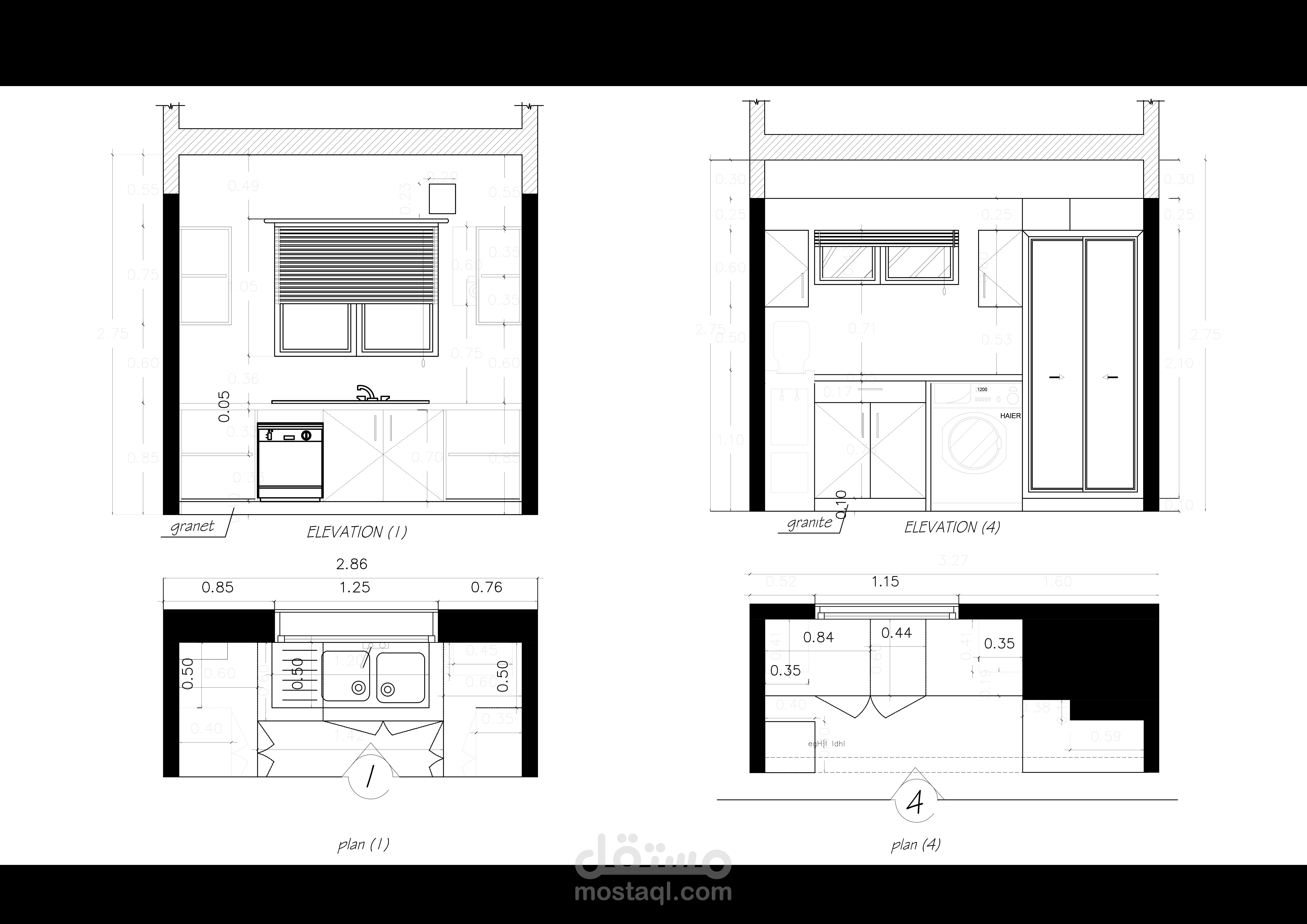 اعمال رسومات تنفيذية لمطبخ