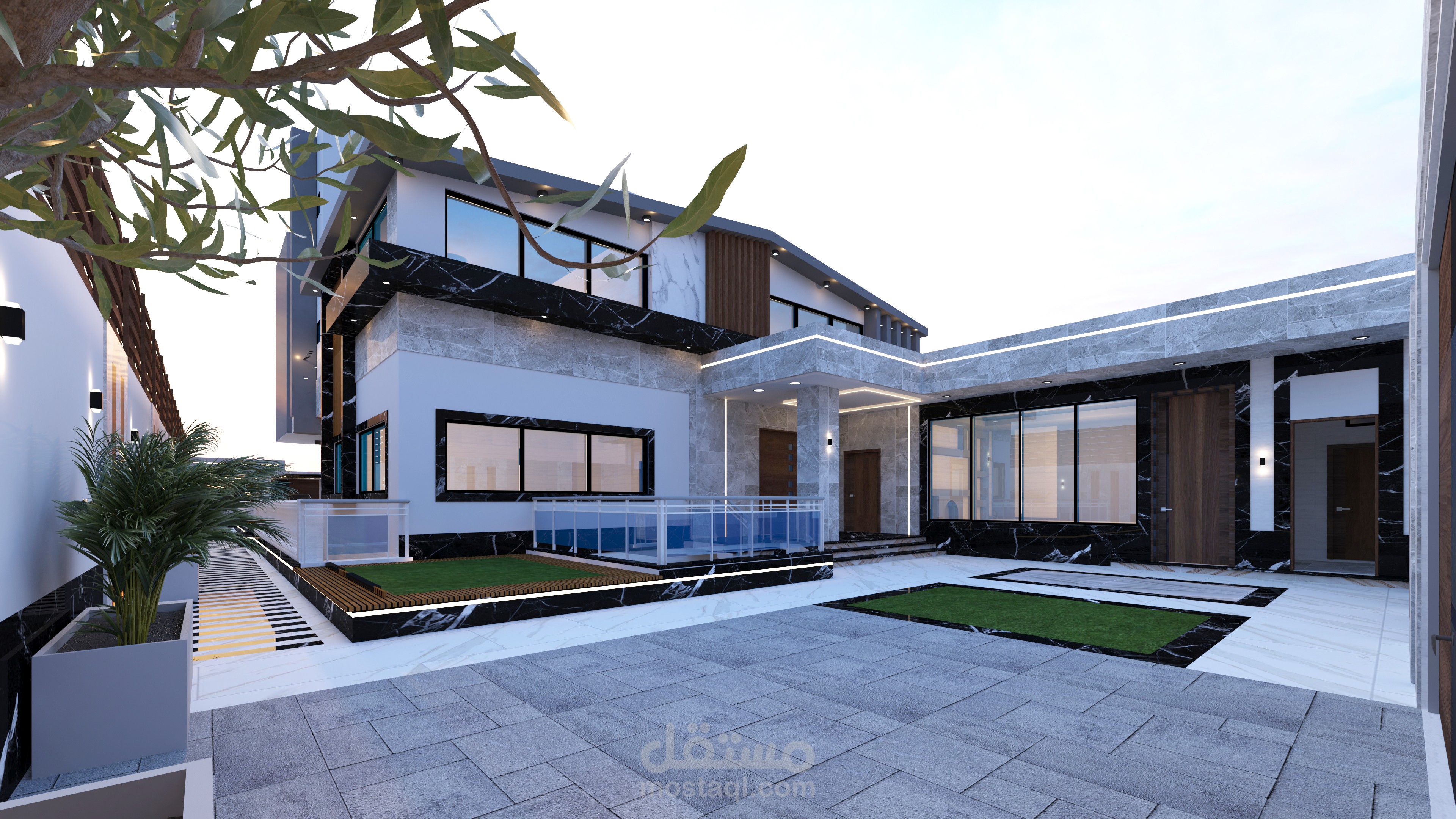 تصميم واجه معماريه لفيلا قائمه