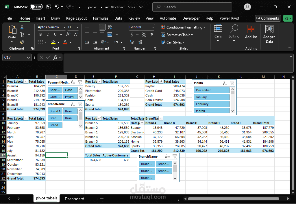 لوحة تحليل مبيعات باستخدام Excel وPower Query/Power Pivot