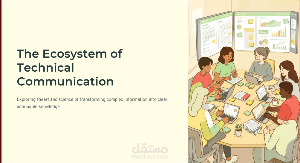 عرض تقديمى لمجموعة طلاب جامعيين عن تبسيط المحتوى التقنى لغير المتخصصين
