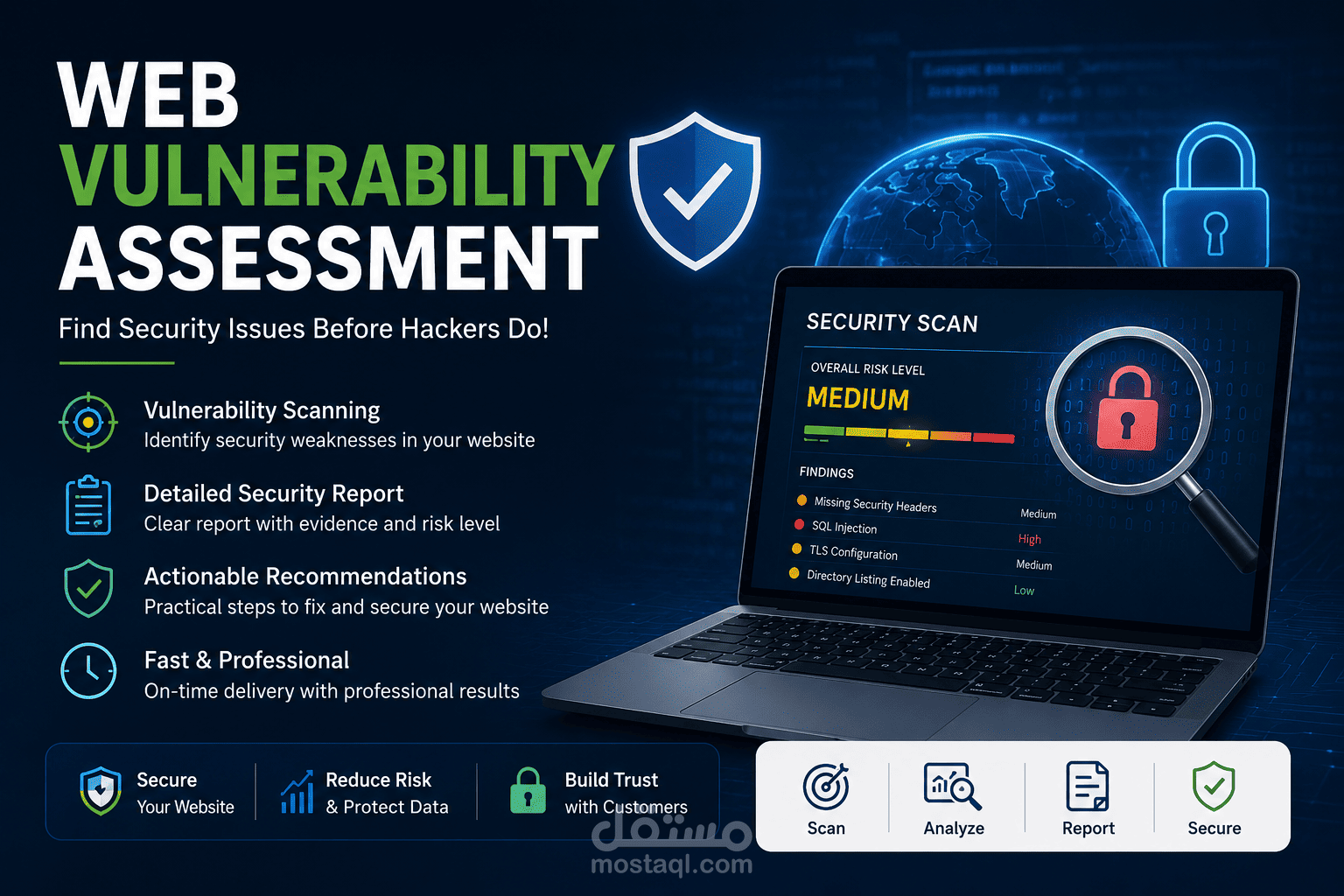 Web Vulnerability Assessment متقدم لتطبيق ويب واكتشاف الثغرات الأمنية