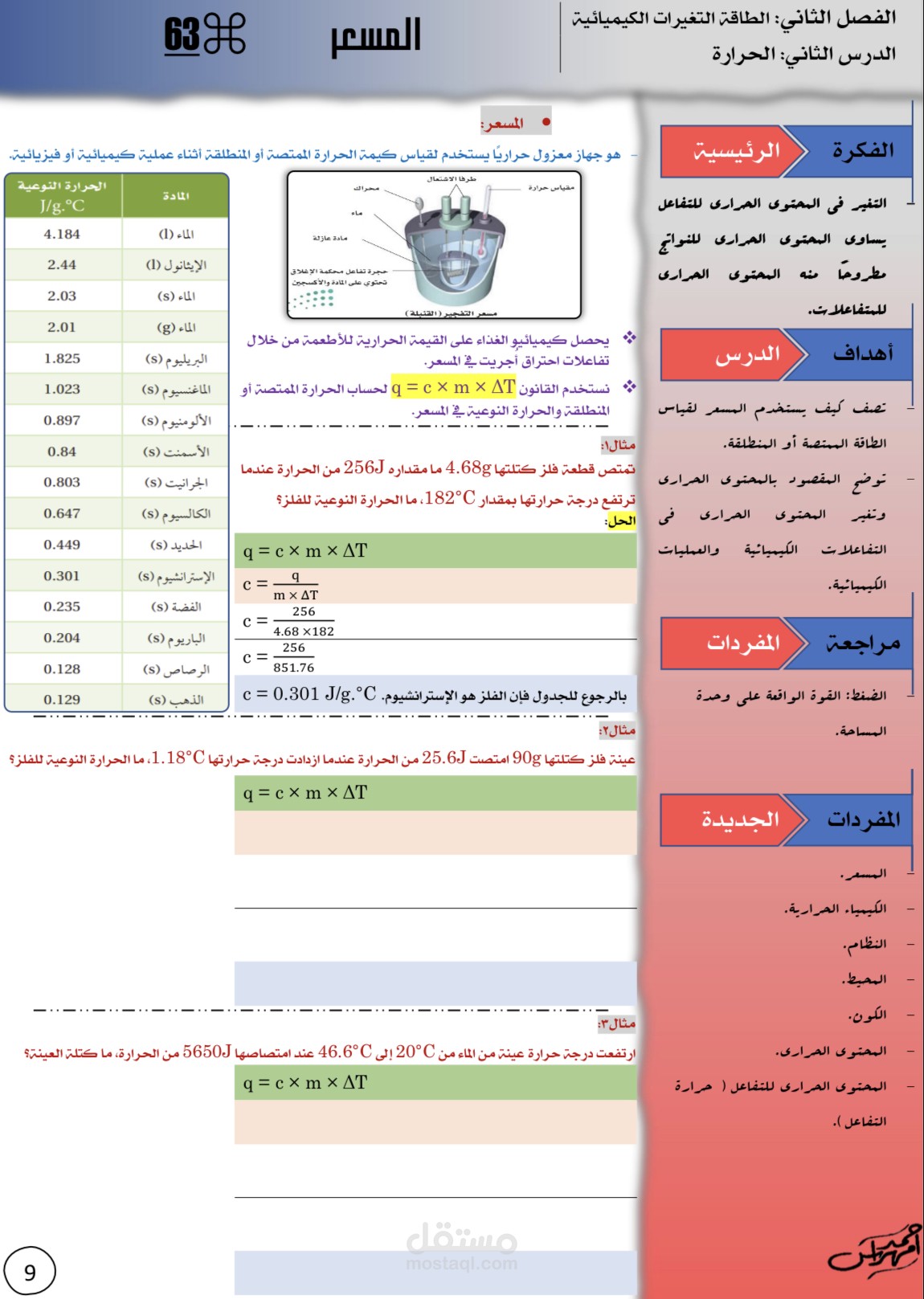 ورقة عمل درس المسعر