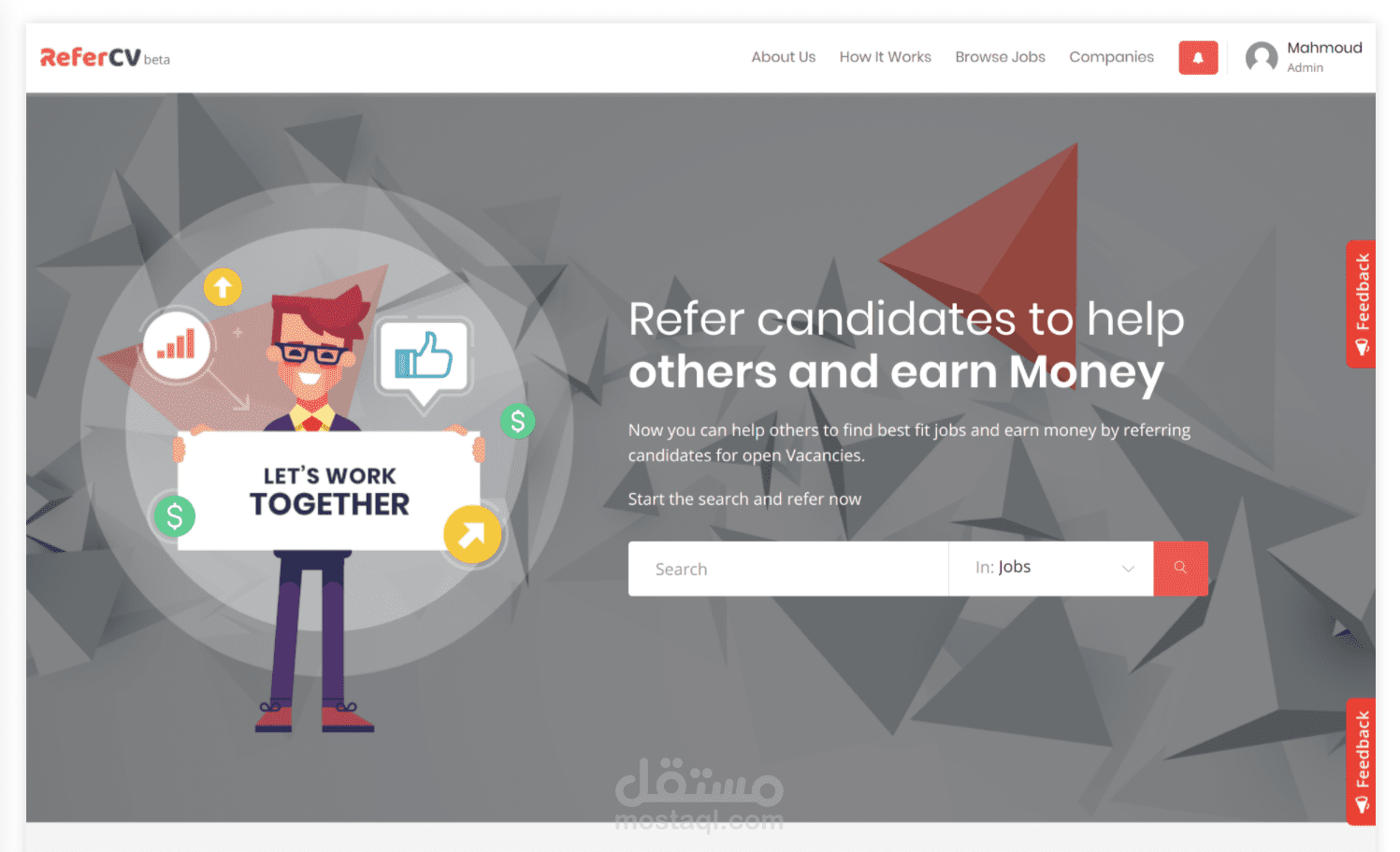 موقع توظيف يربط بين صاحب العمل employer و مسؤولي التوظيف referrers