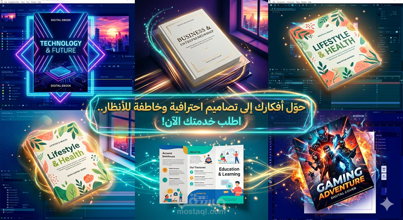 تصميم أغلفة (كتب، روايات، ومجلات) وبروشورات احترافية بنمط عصري