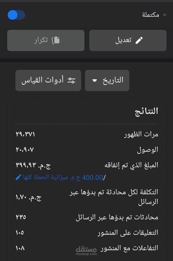 حملة اعلانية علي الفيسبوك بغرض الرسايل والمبيعات