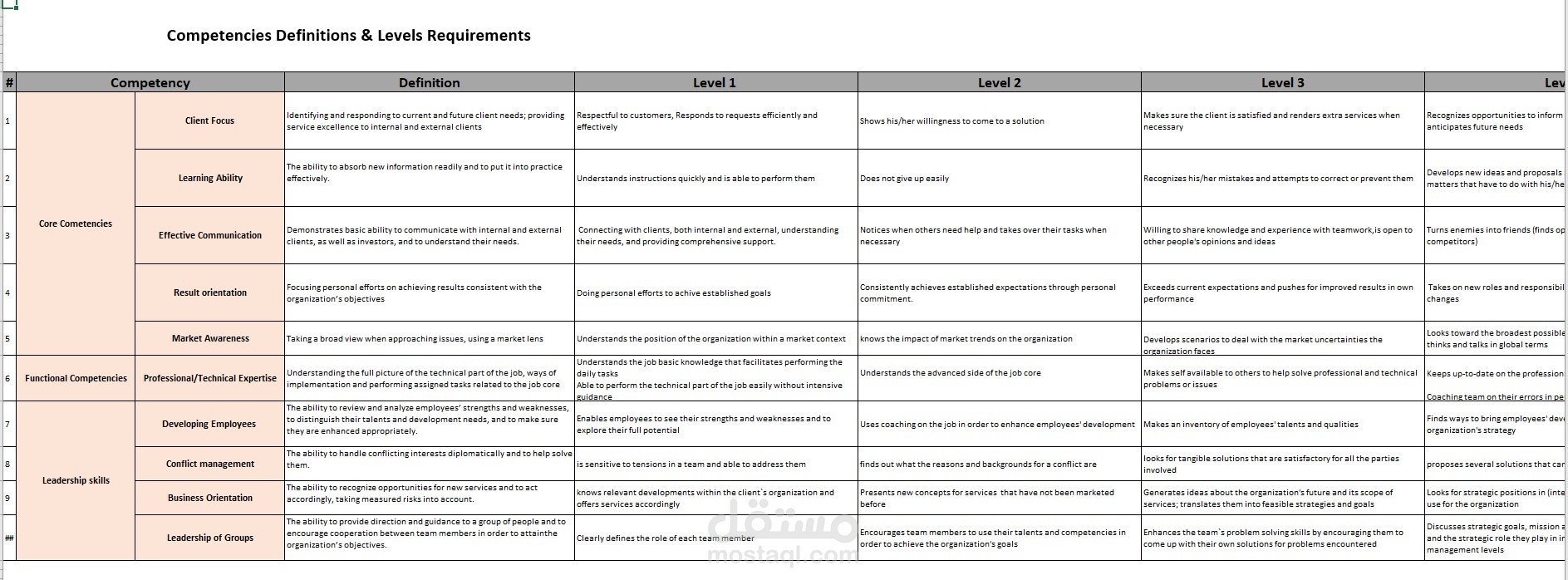قاموس الجدارات ( الاساسية- الوظيفية- القيادية)