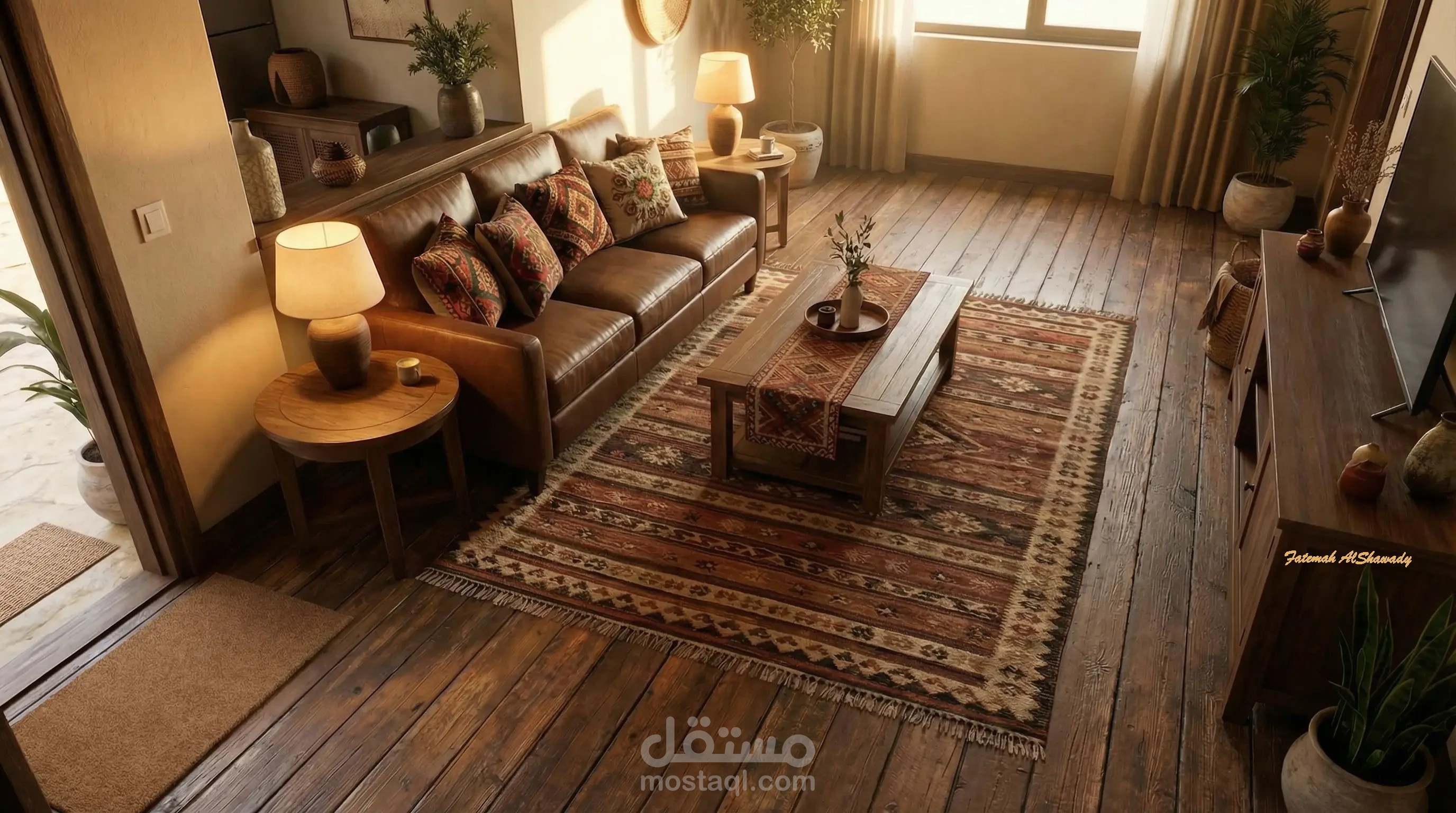 تصميم داخلي روستك وبوهيمي