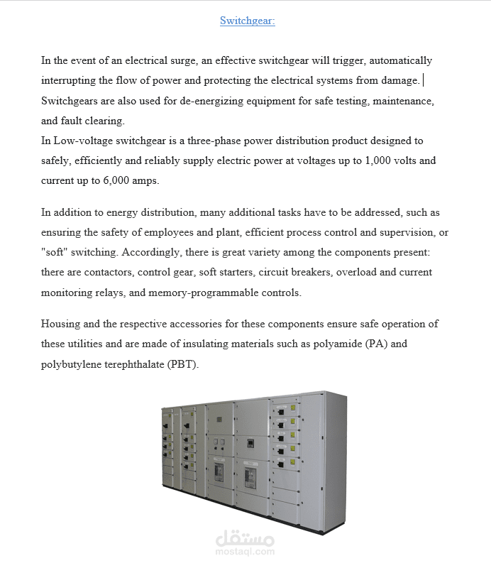 Switchgear in Electrical Substation