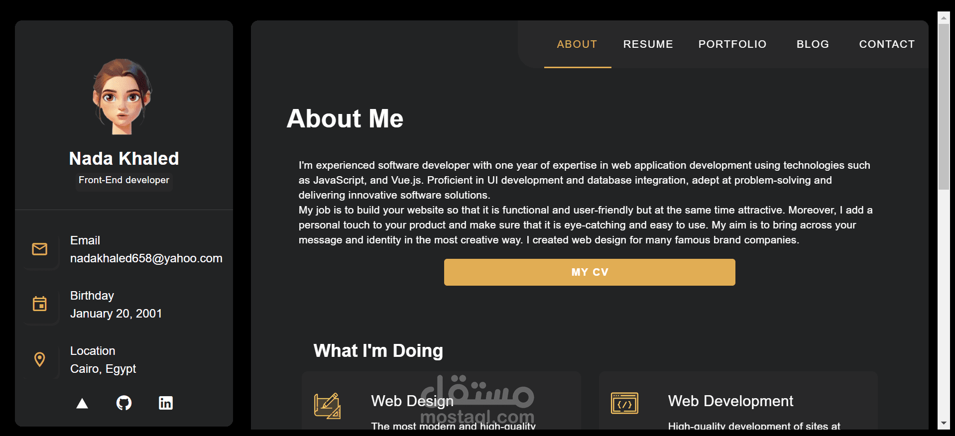 VUE Portfolio Website