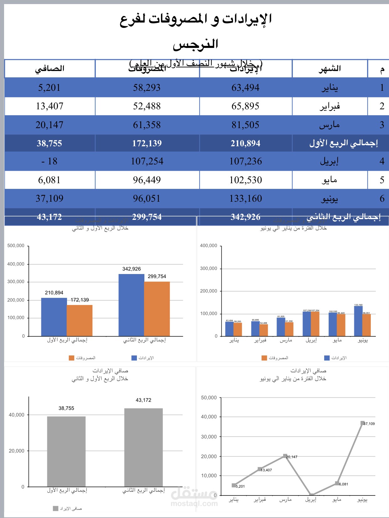 تحليل ارادات ومصروفات احد المحال الكبري بالتجمع الخامس