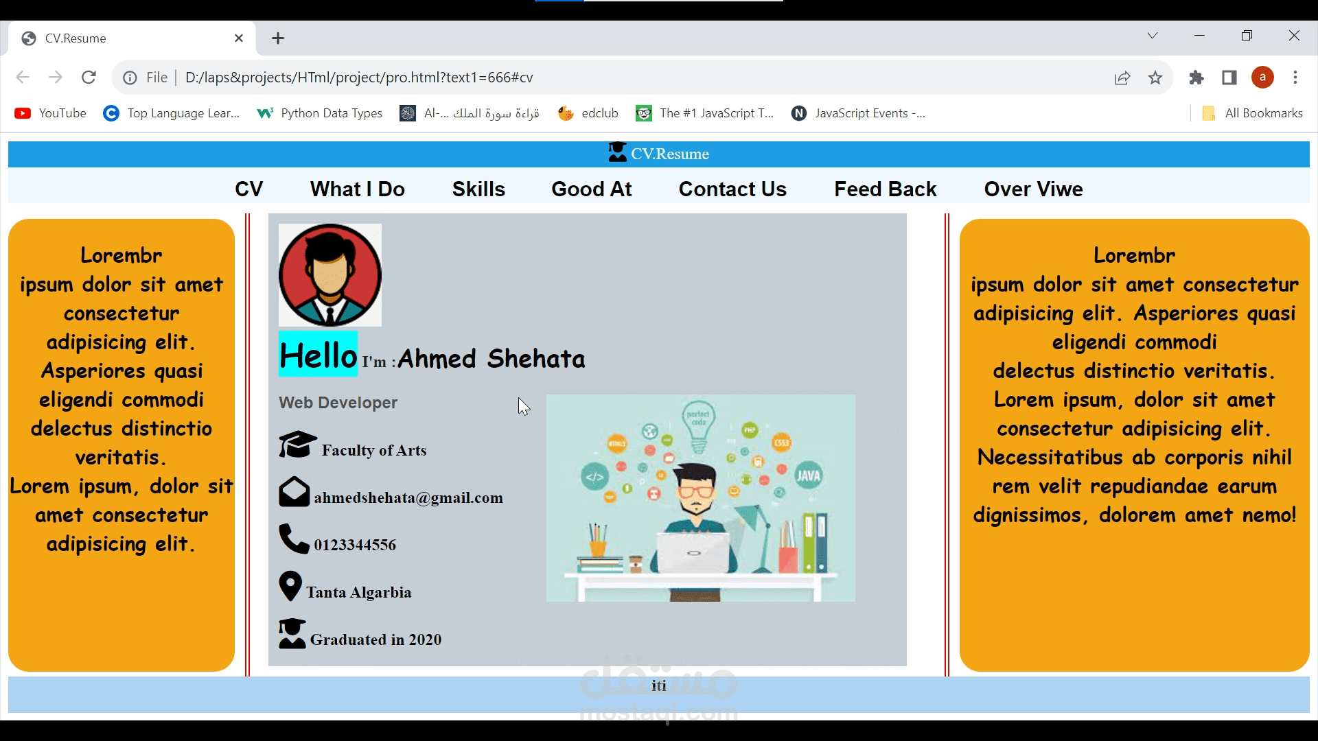 cv page with html&css
