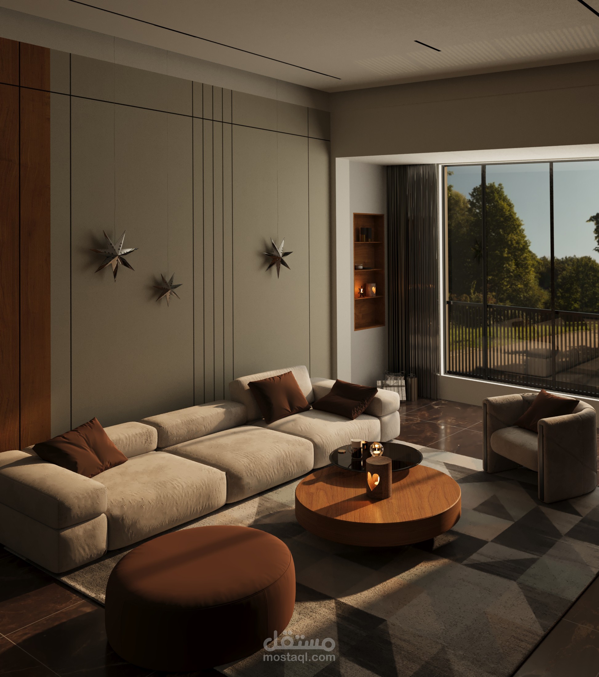 تصميم وتنسيق ديكور داخلي لصالون (غرفة معيشة)