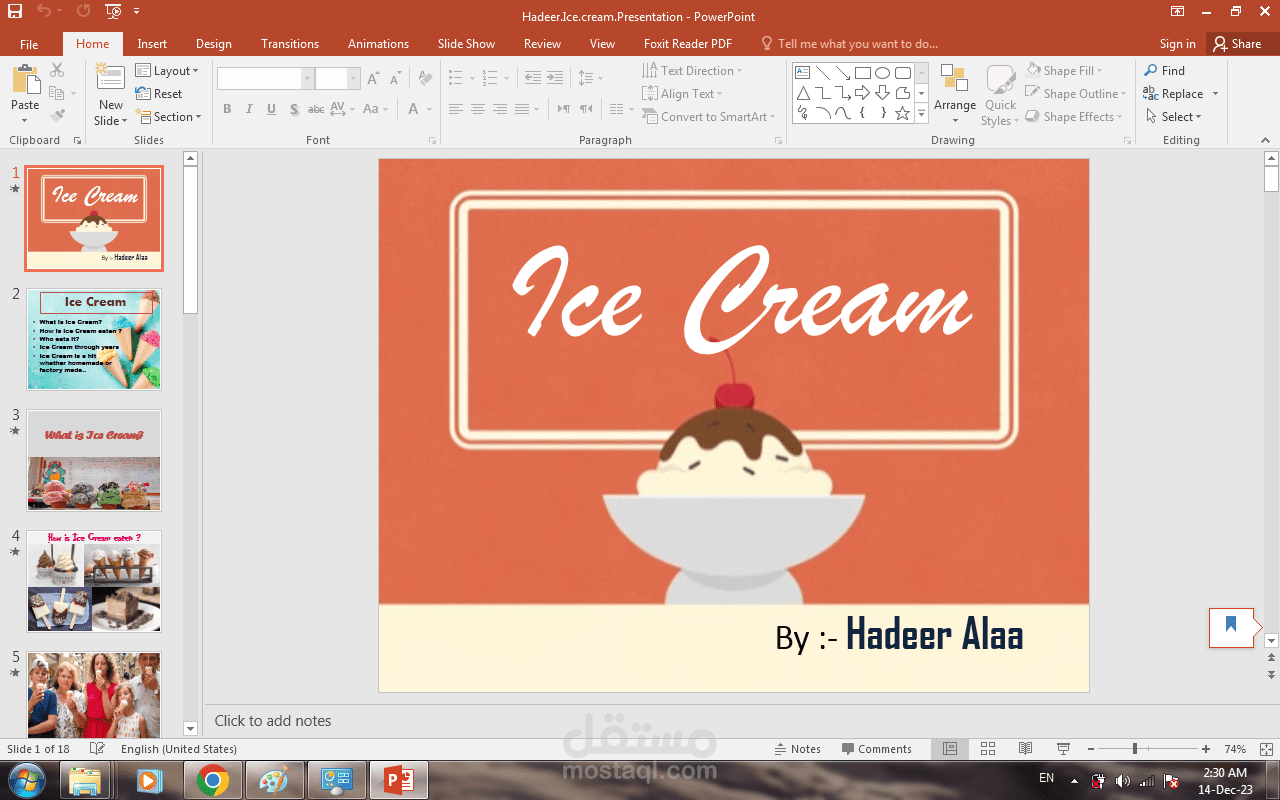 Ice cream presentation