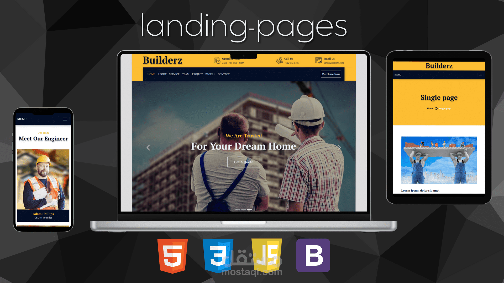 صفحة هبوط لشركة بناء