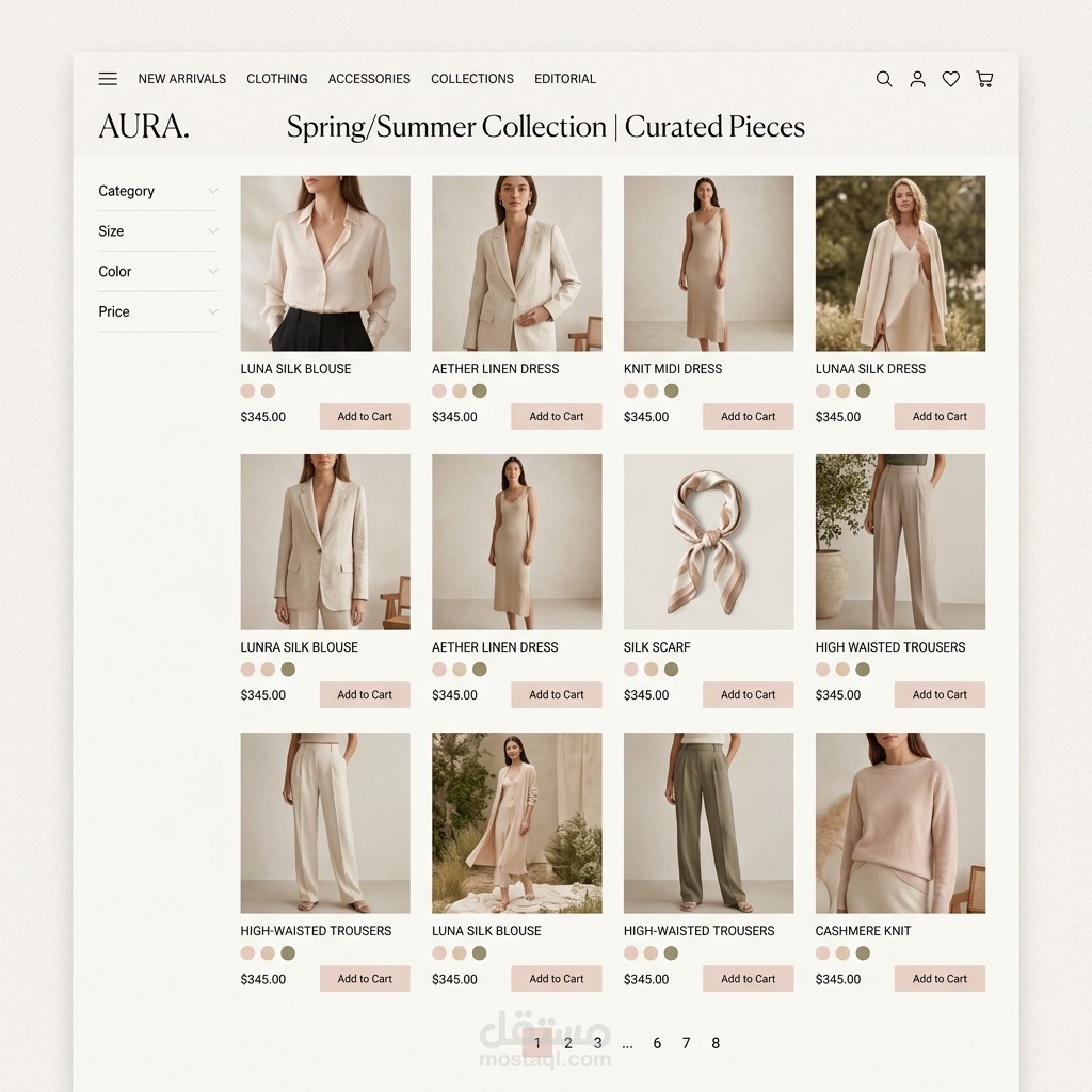 متجر إلكتروني لبيع الأزياء والملابس بتصميم عصري ومتجاوب (Fashion E-Commerce Store)