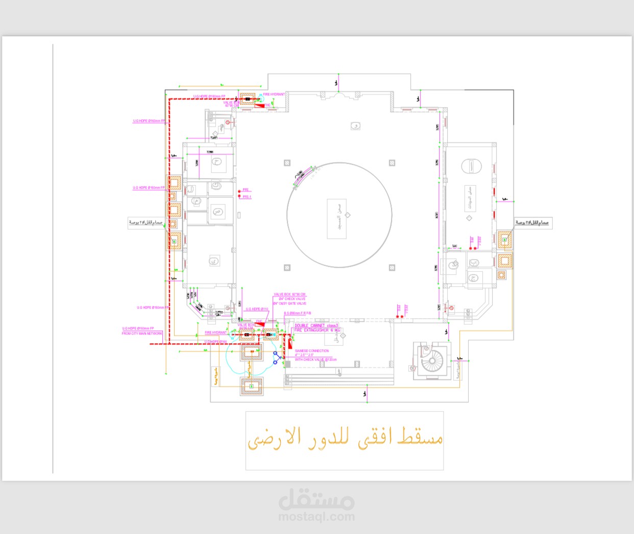 تصميم لوحة خط حريق لمبنى مسجد