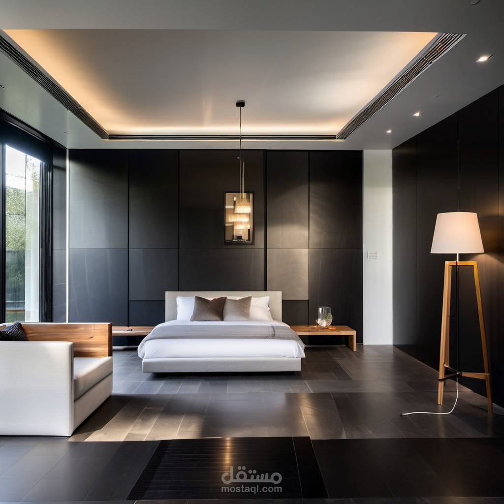 تصميم 3D لغرفة فندقية