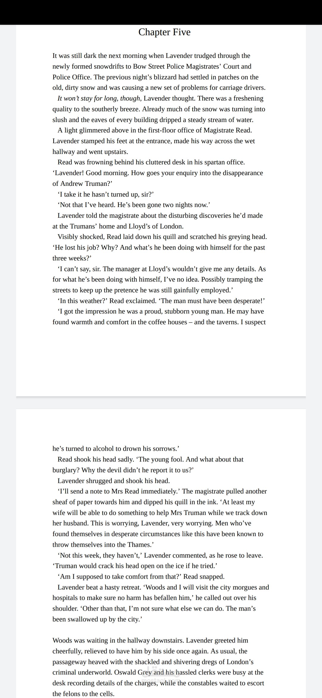 فصل من قصة ترجمتها بعنوان Chapter_5_Death_at_the_Frost_Fair_-_Karen_Charlton
