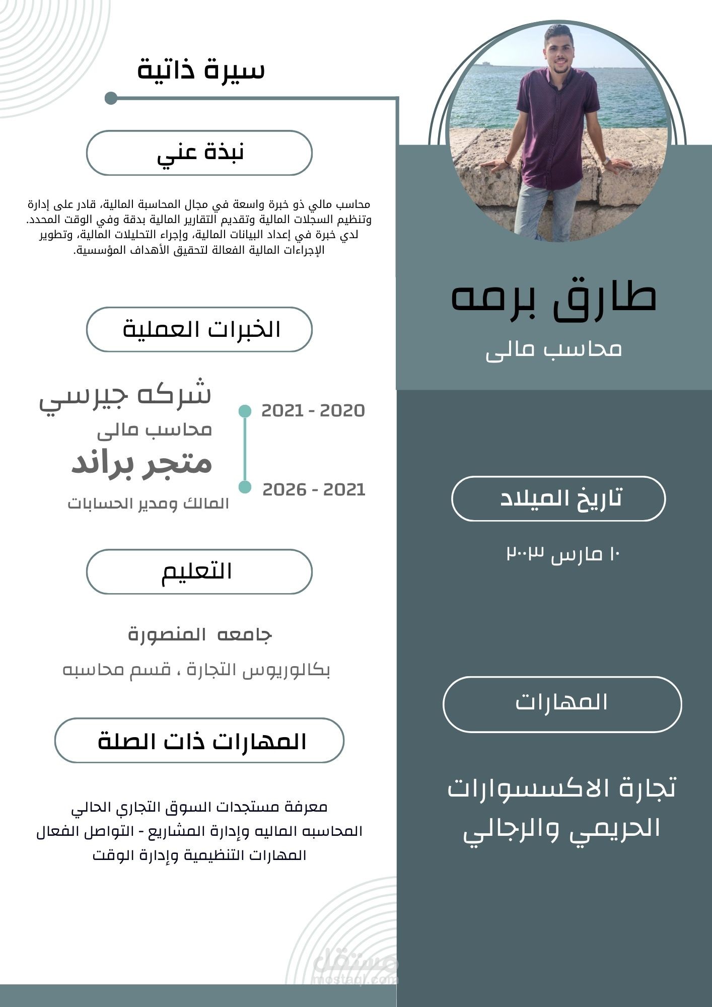 سيرة ذاتيه لمحاسب