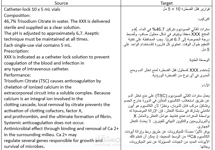 ترجمتي لنشرة دوائية عن قوارير قفل القسطرة