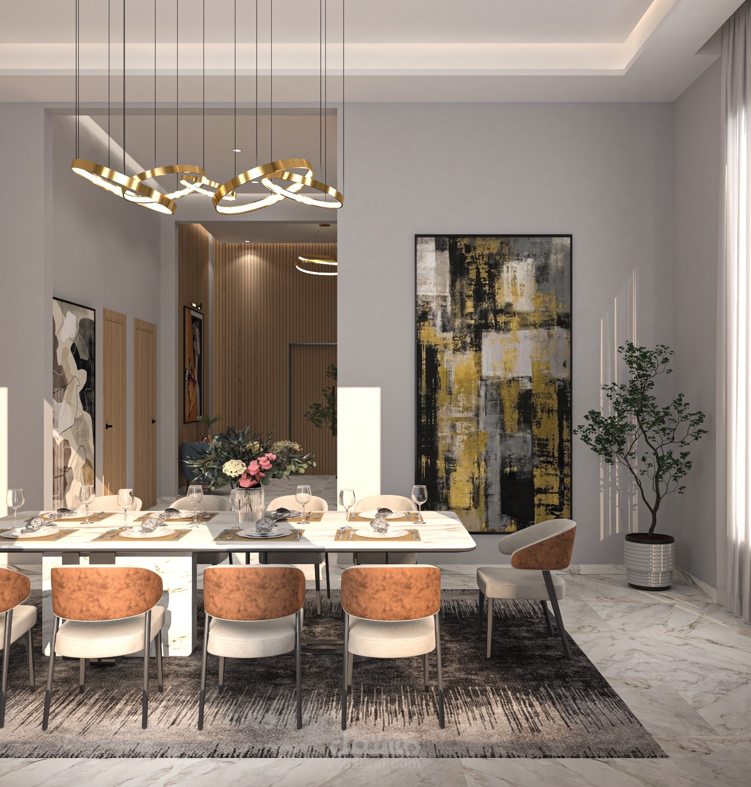 lobby and dining at villa in KSA
