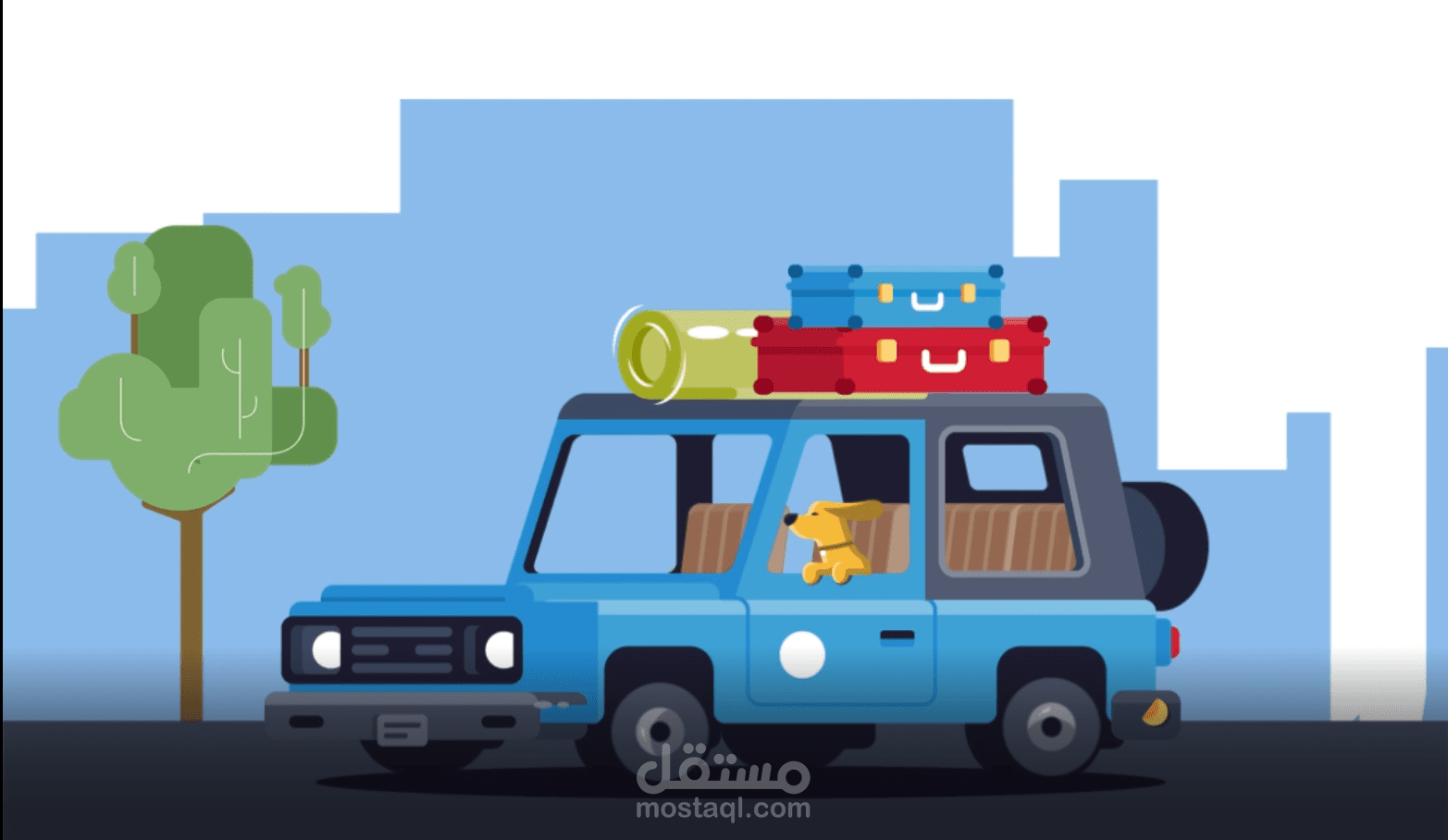 موشن جرافيك كرتوني لسيارة