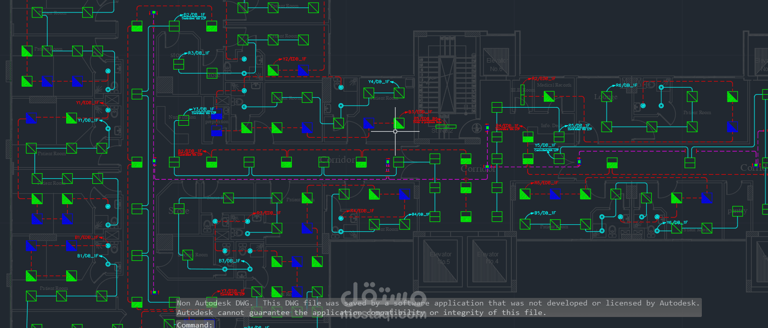 تصميم الاضاءة لمستشفى على الاوتوكاد