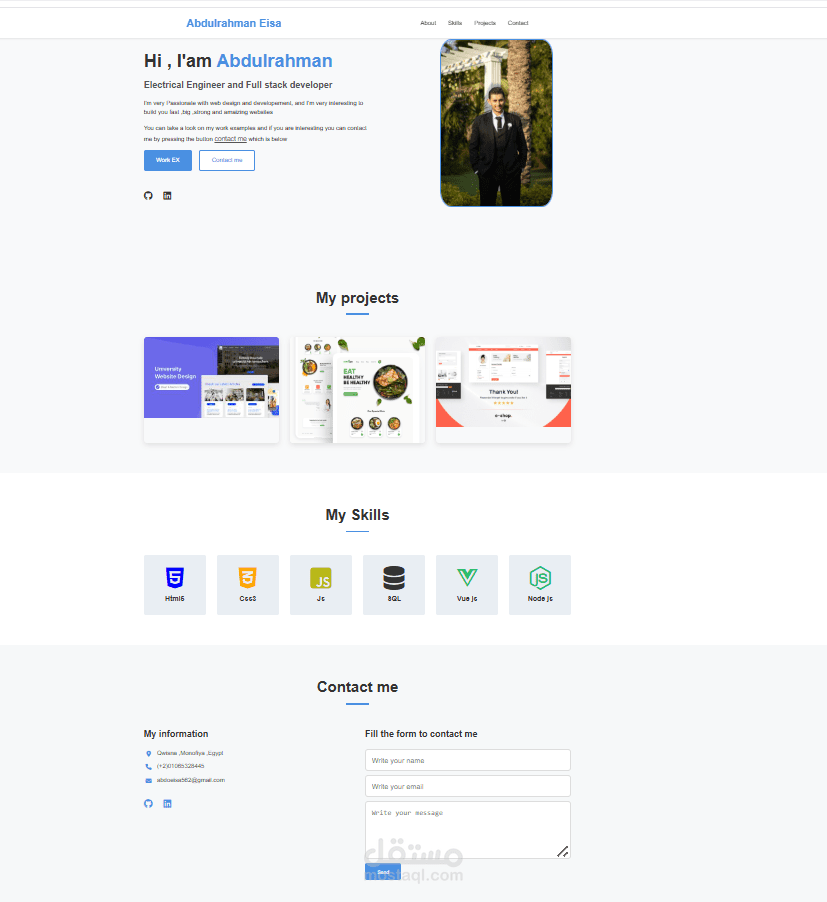 بورتفوليو خاص بي معد بلغتي HTML and CSS