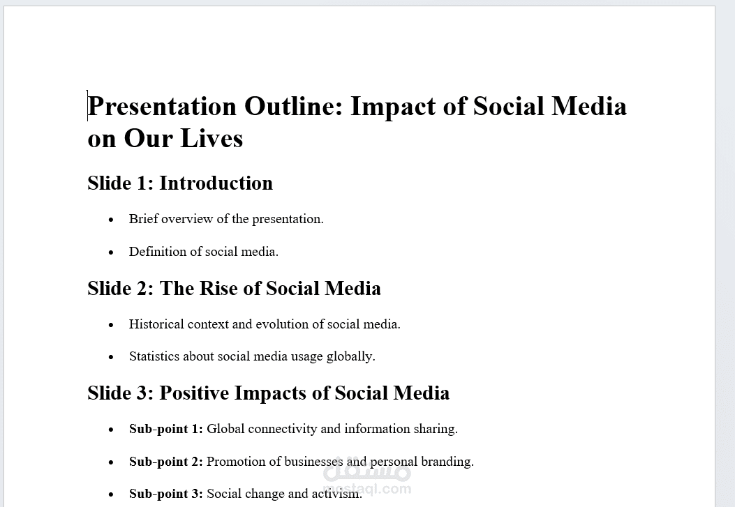 عمل افكار لتقديم Presentation فى موضوع معين