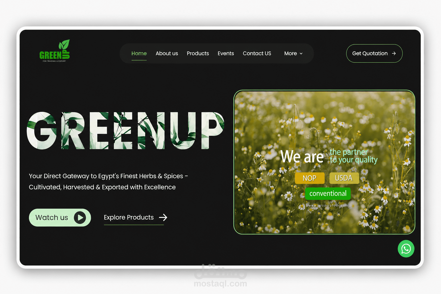 موقع الكترونى لشركة حبوب ومنتجات زراعية ( Green Up )