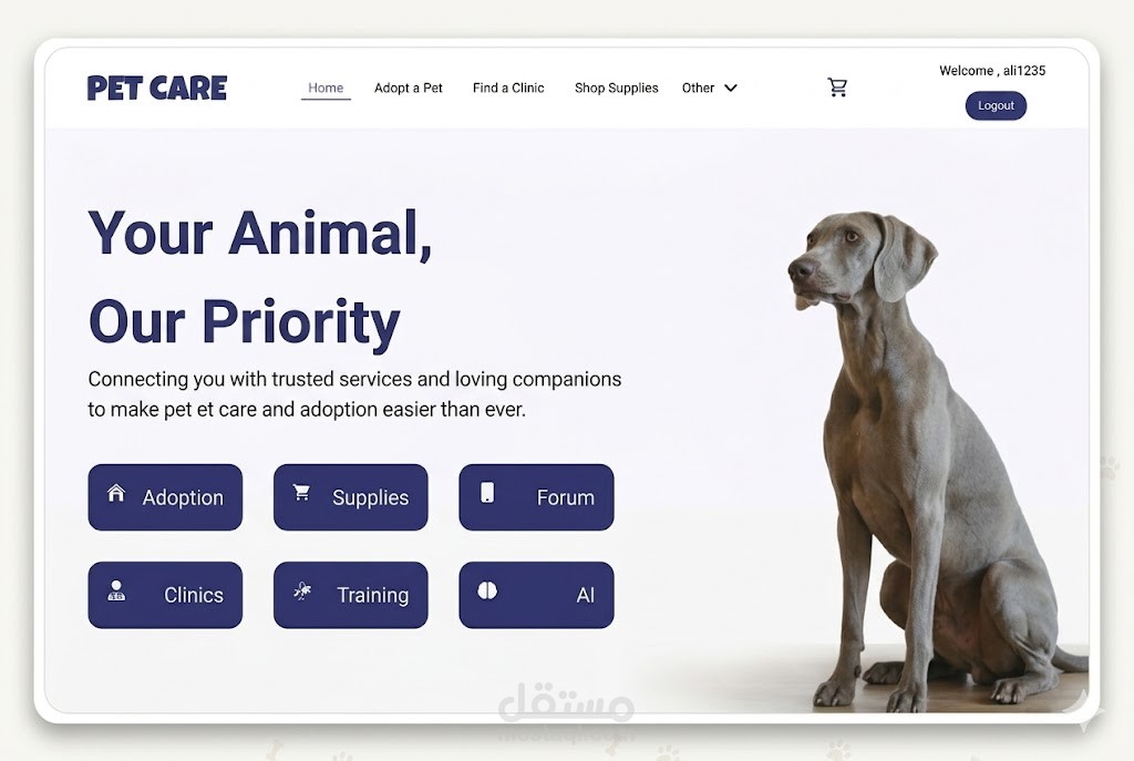 منصة شاملة لرعاية الحيوانات الاليفة( Pet Care )