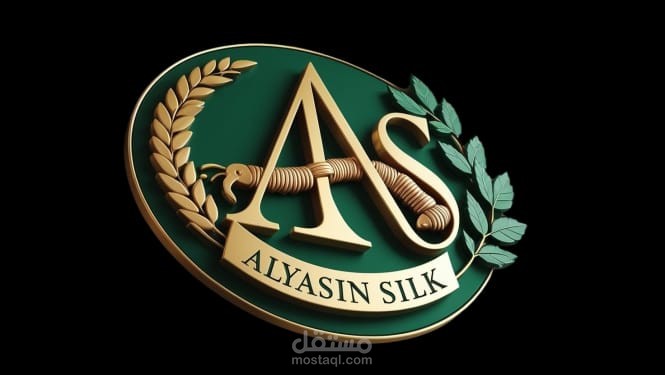 تصم شعار ثلاثي شركة AlYasin silk ثلاثي الابعاد مع اظهار حرف AS