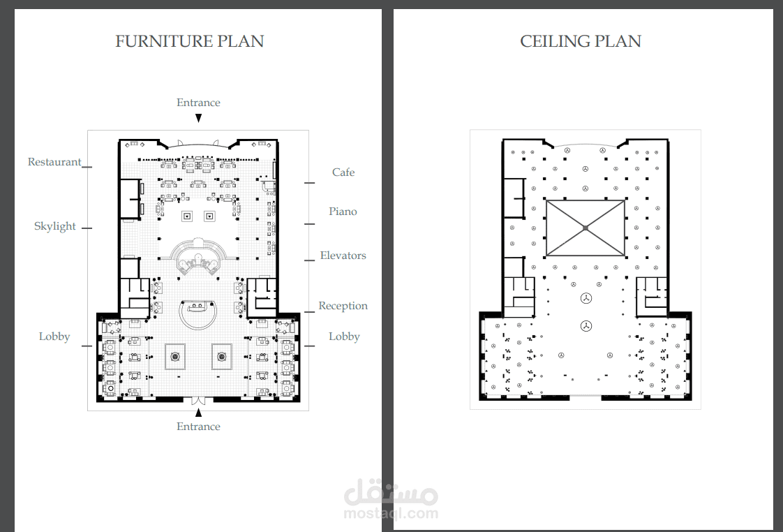 اظهار مخططات الاضاءه والاثاث لفندق الموفنبيك