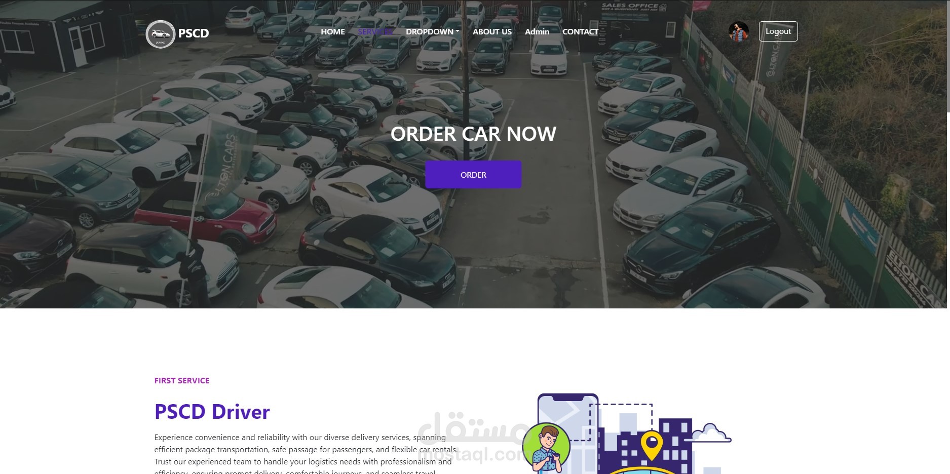Website for car rental and freight transport