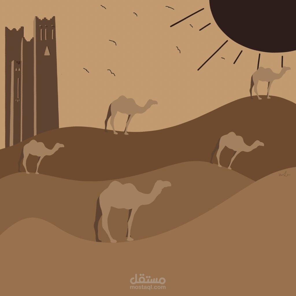 رسم رقمي مستوحى من الصحرى النجدية