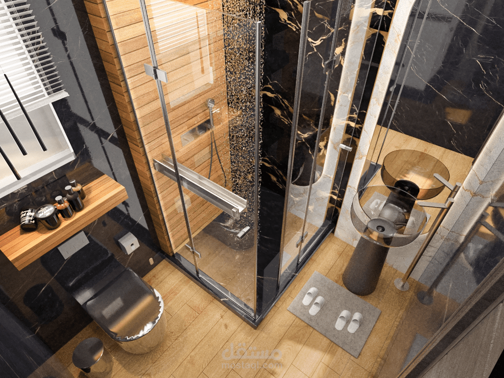 تصميم حمّام عصري فاخر في مساحة صغيرة