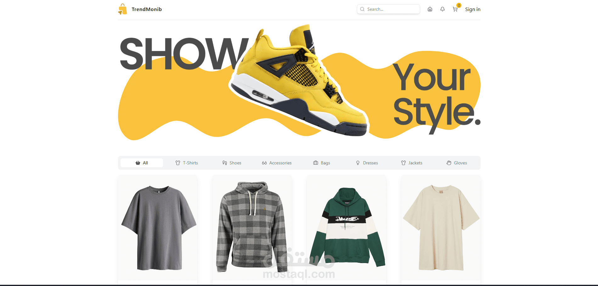 واجهة مستخدم التجارة الإلكترونية MonibShop