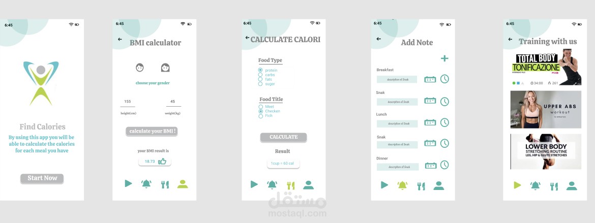 تصميم واجهة تطبيق Healthy Body