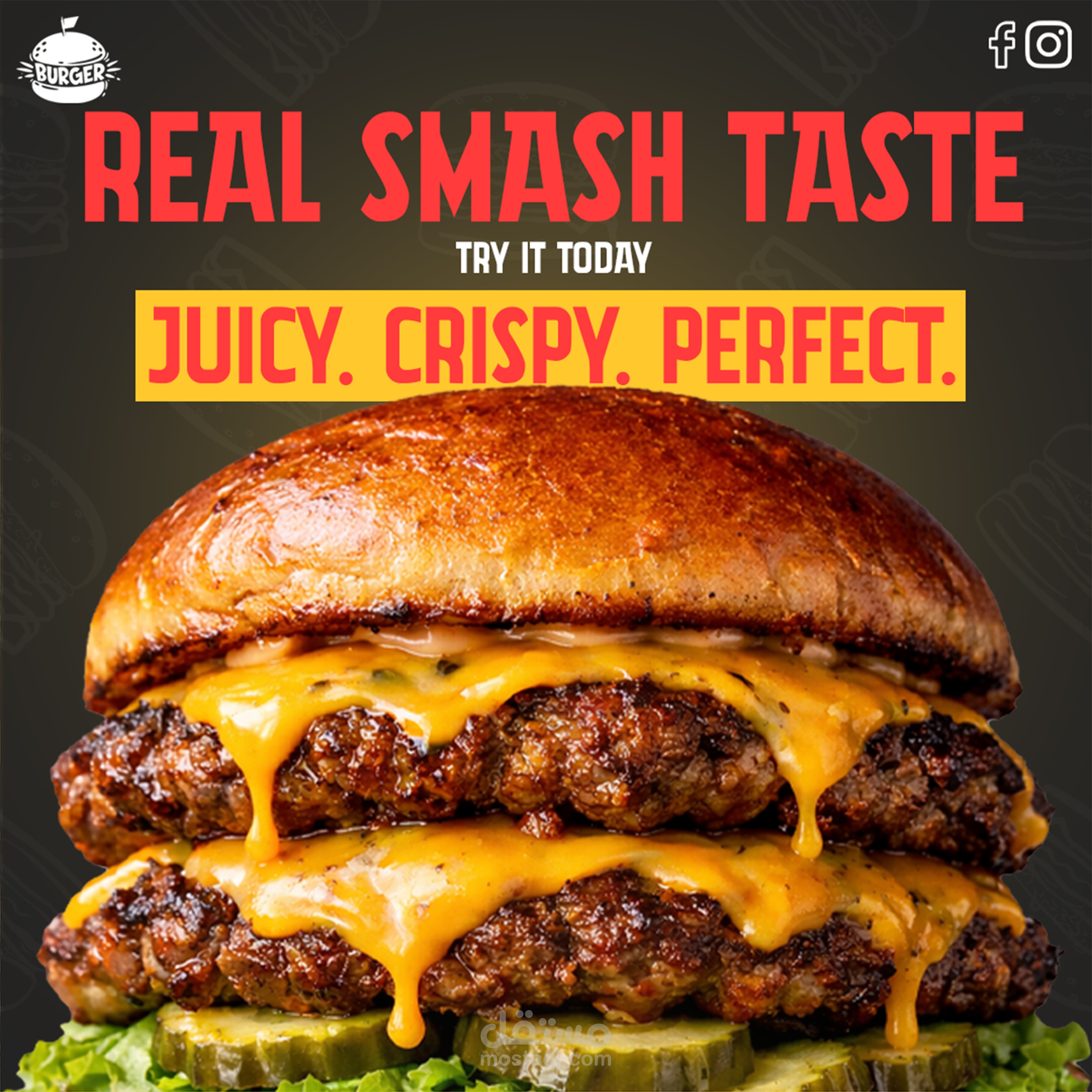 تصميم حملة سوشيال ميديا لمطعم برجر – Smash Combo Campaign