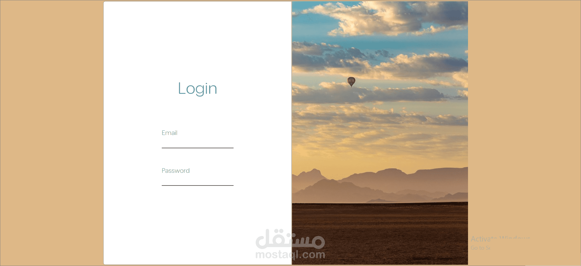 Login page
