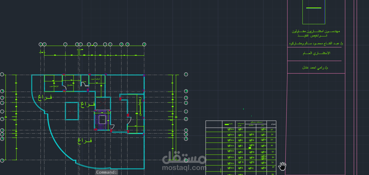 رسم و تسليح مبني علي برنامح ال  autocad
