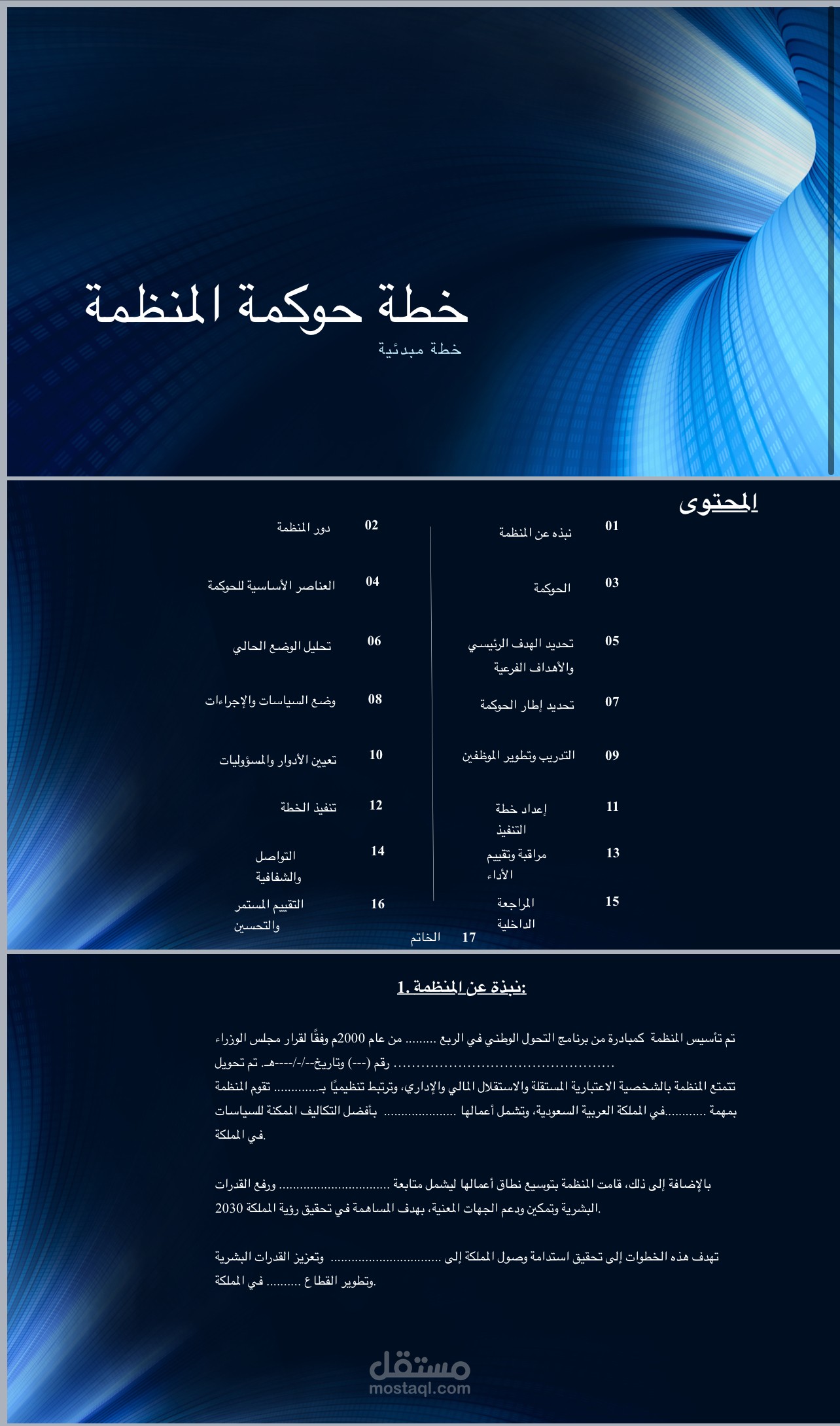 خطة حوكمة لجهة حكومية