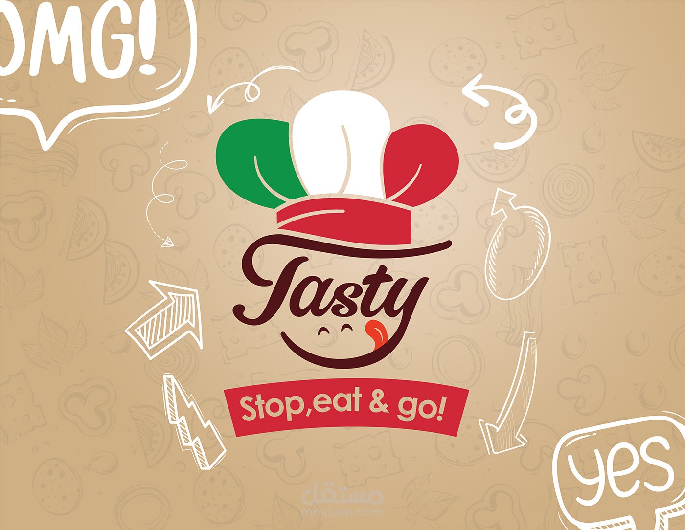 شعار لمطعم تاستي للمأكولات الإيطالية