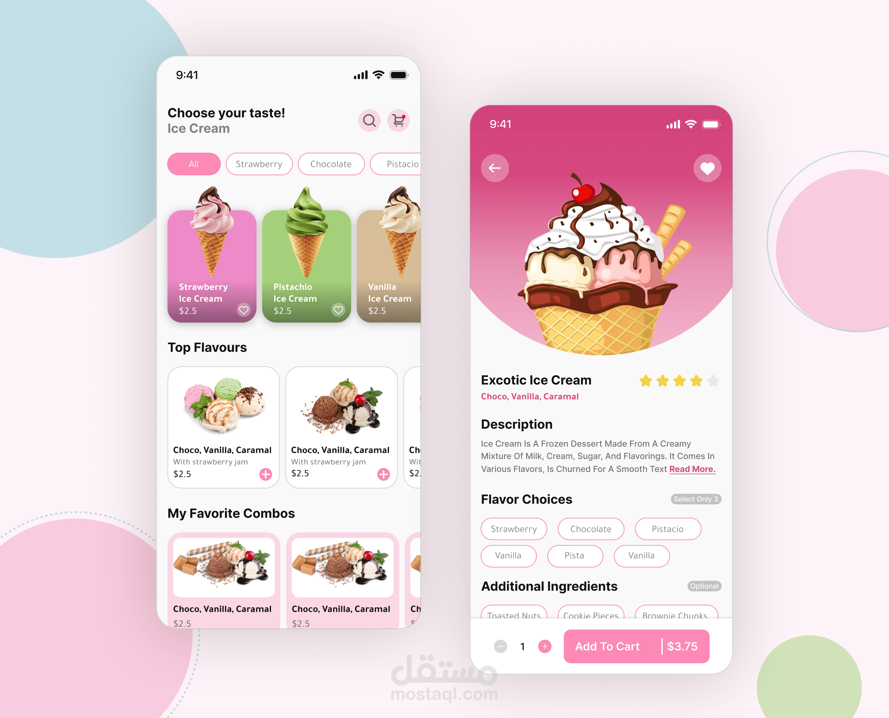تصميم واجهة تطبيق بشكل احترافي / تجربة المستخدم Ice Cream App